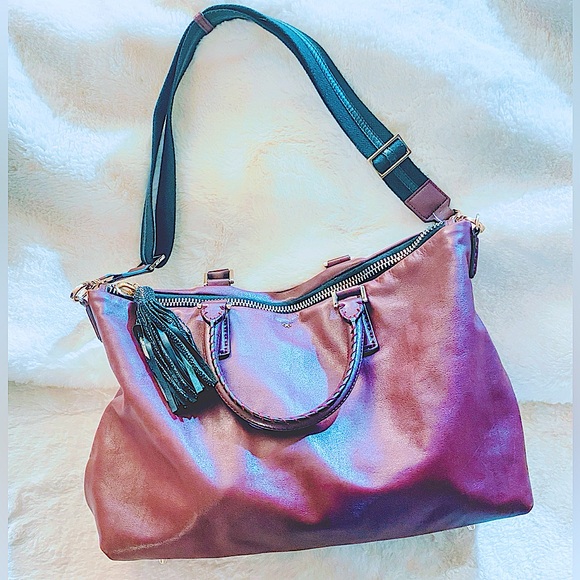 NEW-ANYA HINDMARCH BURGUNDY LEATHER TOTE BAG - Picture 7 of 16